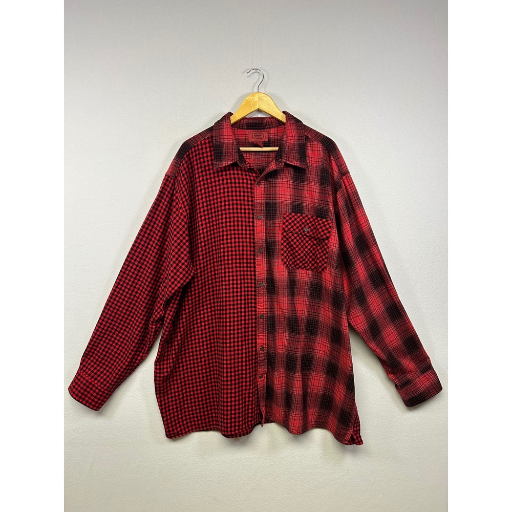 Grunge Streetwear The Foundry Mens 3XLT Red Black Mixed‎ Plaid Flannel Shirt